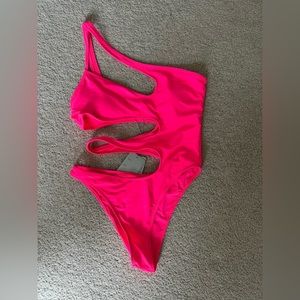 Vibrant Pink One-Shoulder Cutout Swimsuit/Bathing Suit NWT